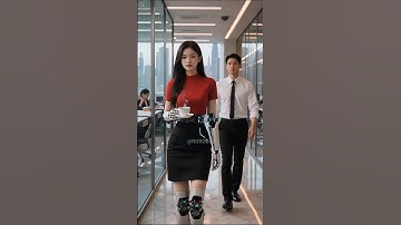 Female humanoid robot delivers coffee orders to office workers #humanoidrobot #ai
