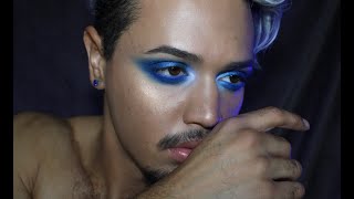 EDITORIAL STYLE BLUE EYESHADOW/ Masculine glam