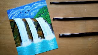 waterfall easy painting step beginners landscape tutorial