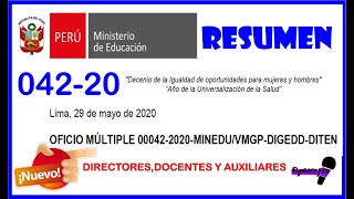 OFICIO MÚLTIPLE 0042-20 MINEDU   | RESUMEN