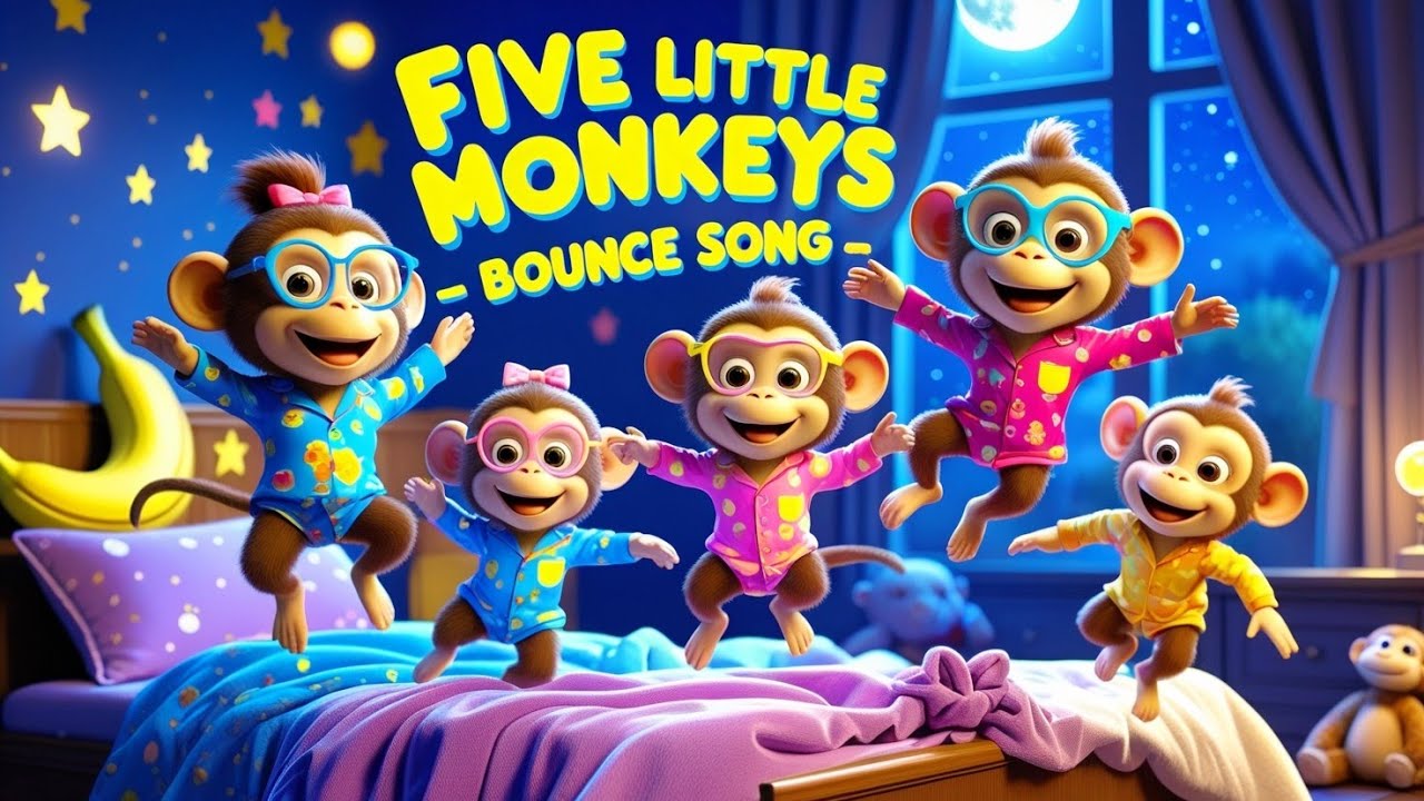 Five Little Monkeys 🐵 | Nursery Rhymes And Kids Songs | Kids Nursery ...