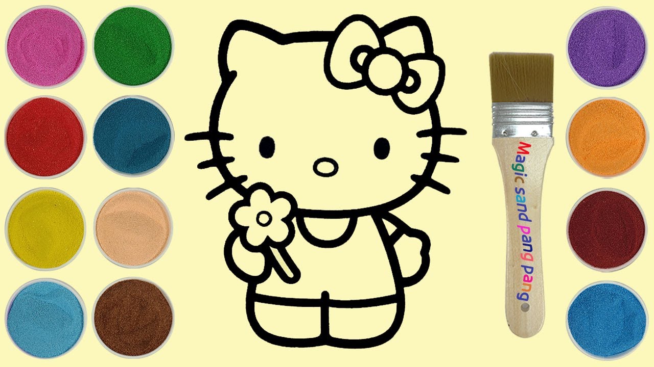 tô màu tranh cát hello kitty - sand painting hello kitty (Magic sand pang pang)