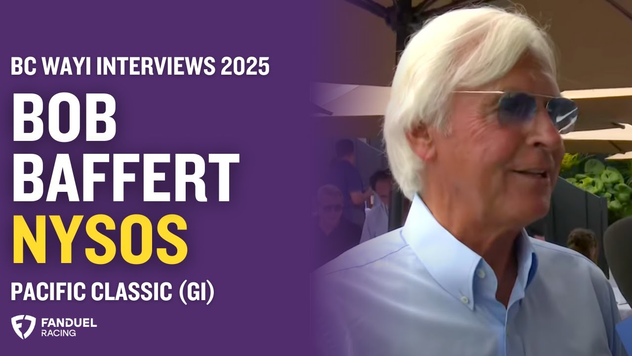 Bob Baffert on Nysos in Saturday's G1 Pacific Classic at Del Mar