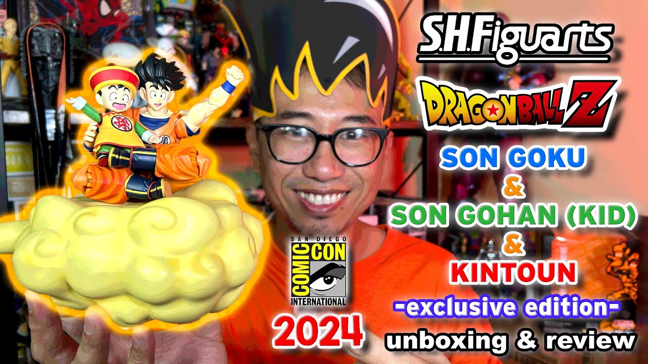 SDCC 2024 SH Figuarts Dragonball Z Son Goku and Son Gohan Kid and Kintoun Unboxing and Review!