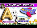 Abcd  alphabet with sentences  first sentences for kids  a to z words  watrstar