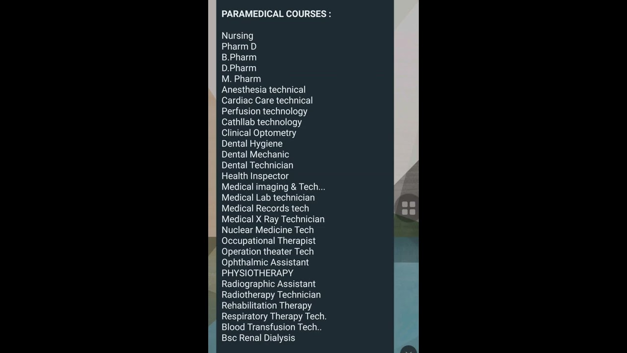 LIST OF PARAMEDICAL COURSES AFTER 12 TH STANDARD WITHOUT NEET EXAM 2022
