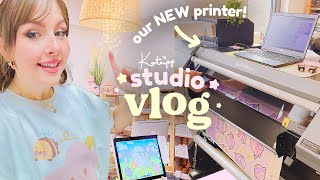 Our Industrial Print & Cut printer has arrived! Setting up and our First Stickers! ✿ STUDIO VLOG
