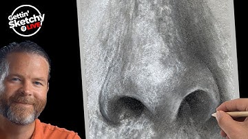 Drawing a Nose with Black Pencils and White Charcoal - Live Drawing Exercise