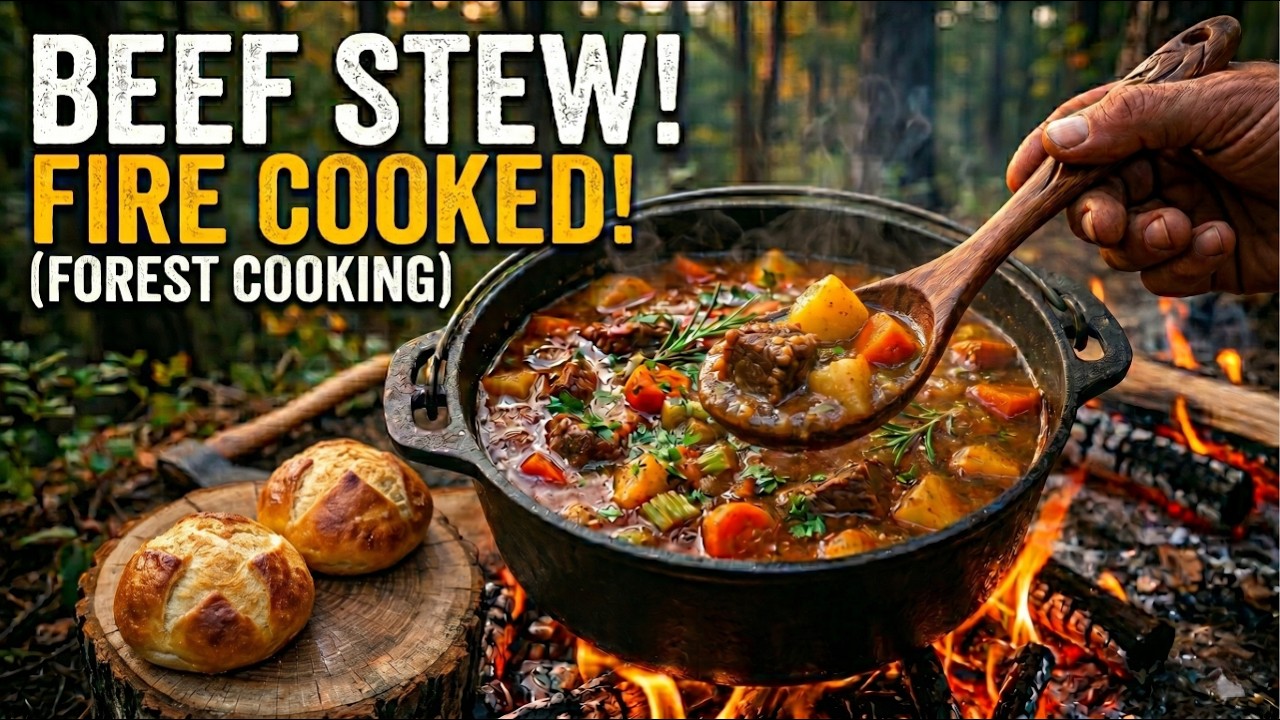 Fire-Cooked Beef Stew with Golden Buns