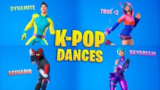 Fortnite - All KPop Dances & Emotes (BTS Dynamite, Scenario, Smooth Moves)