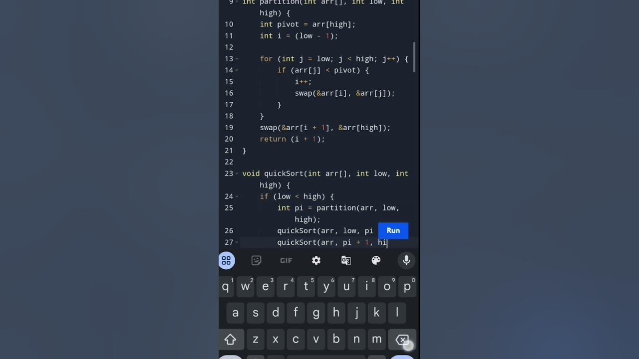 Quick sort algorithm in c-programming language code type #coding # ...