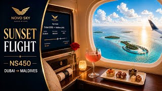 Sunset Flight NS450 ✈️ Dubai to Maldives | Luxury Airplane Ambience | 30 Minutes 4K screenshot 2