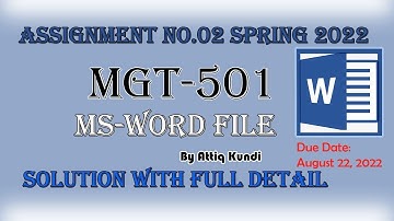MGT501 Assignment 2 solution spring 2022 || MGT501 Assignment 2 solution Editable Solution by attiq