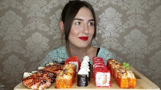 СУШИ РОЛЛЫ МИДИИ/ SUSHI ROLLS MUSSELS/ МУКБАНГ/ НЕ АСМР/NO ASMR POLYA KEY