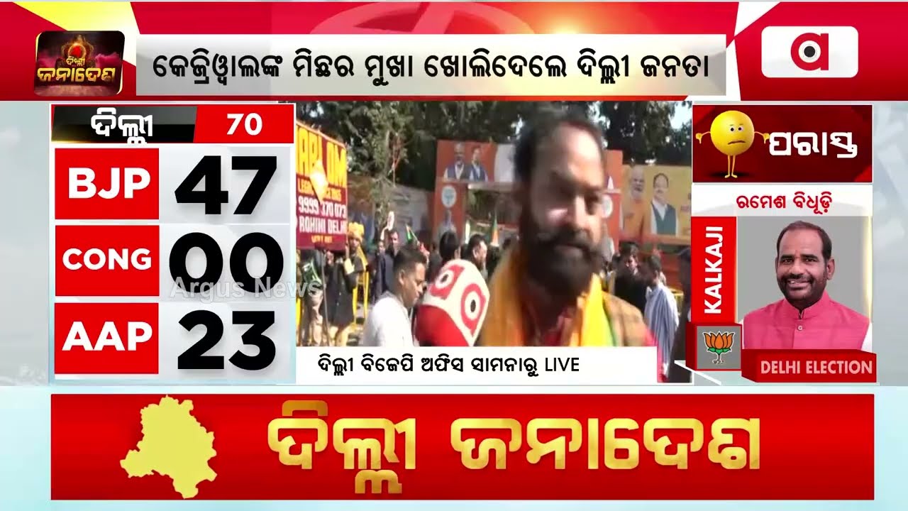 ଦିଲ୍ଲୀରେ ବଡ଼ ପରିବର୍ତ୍ତନ | Delhi Election Result 2025 | BJP | AAP | Argus News