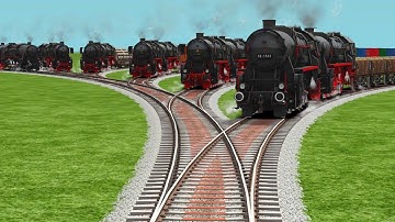 All Realstic Trains Every Day Crossing At Bumpy Forked Lines Railroad Tracks | train simulatorIndian