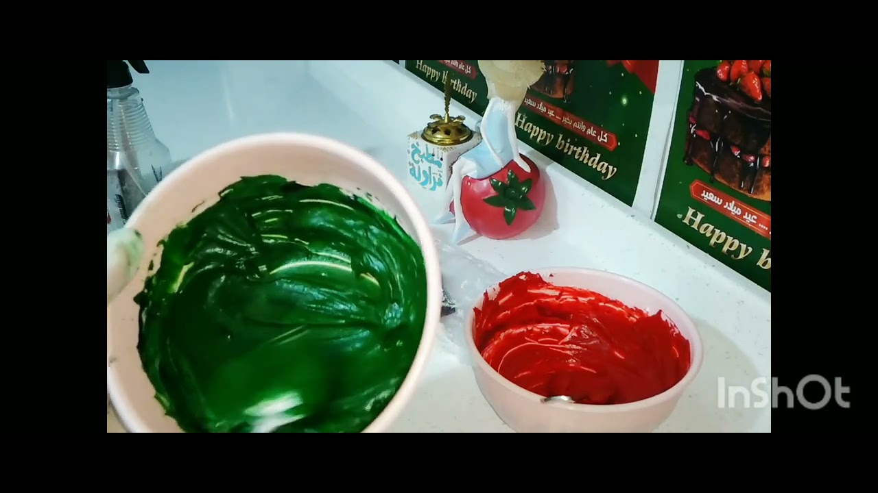 شلون اطلع اللون الأحمر والاخضر الزيتوني ،، فيديو مهم وبيه تفاصيل تفيد المبتدئين #كيك #كريسماس