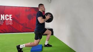 Medball Iso split squat chest pass