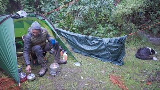 CAMPING in heavy rain with a TENT and TARP