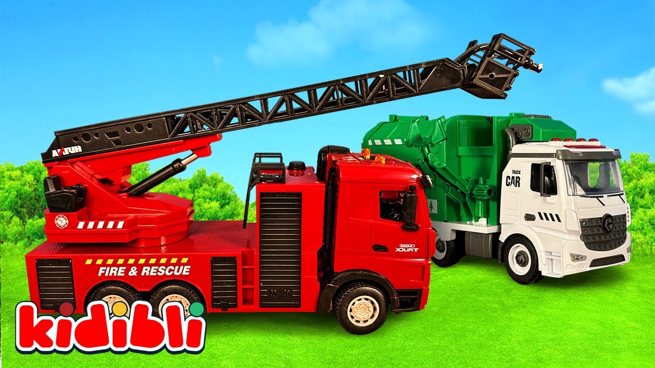 Müllwagen in Flammen! 🔥 Feuerwehr Spielzeuge im Rettungseinsatz | Lernvideo für Kinder | Kidibli