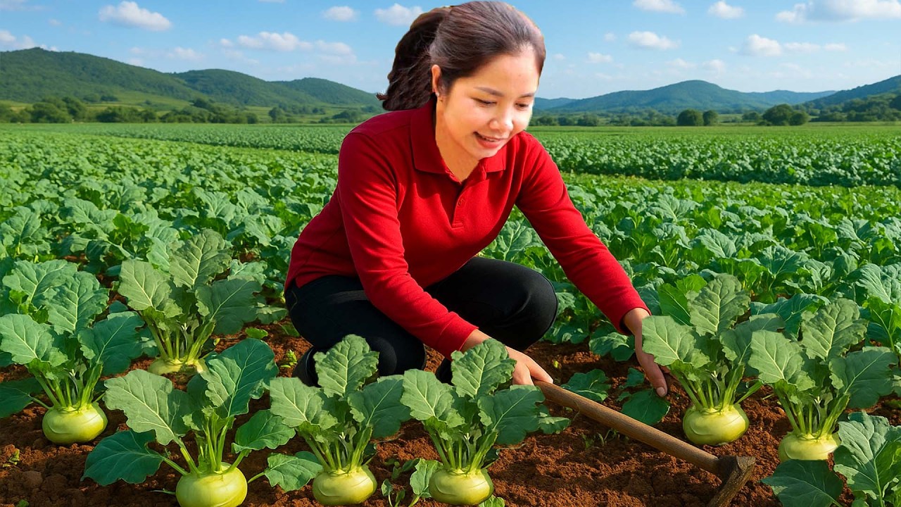 Colhendo Centenas De Couve-Rábano,Como Fazer Uma Salada De Couve-Rábano E Cenoura | Lotus Farm Life