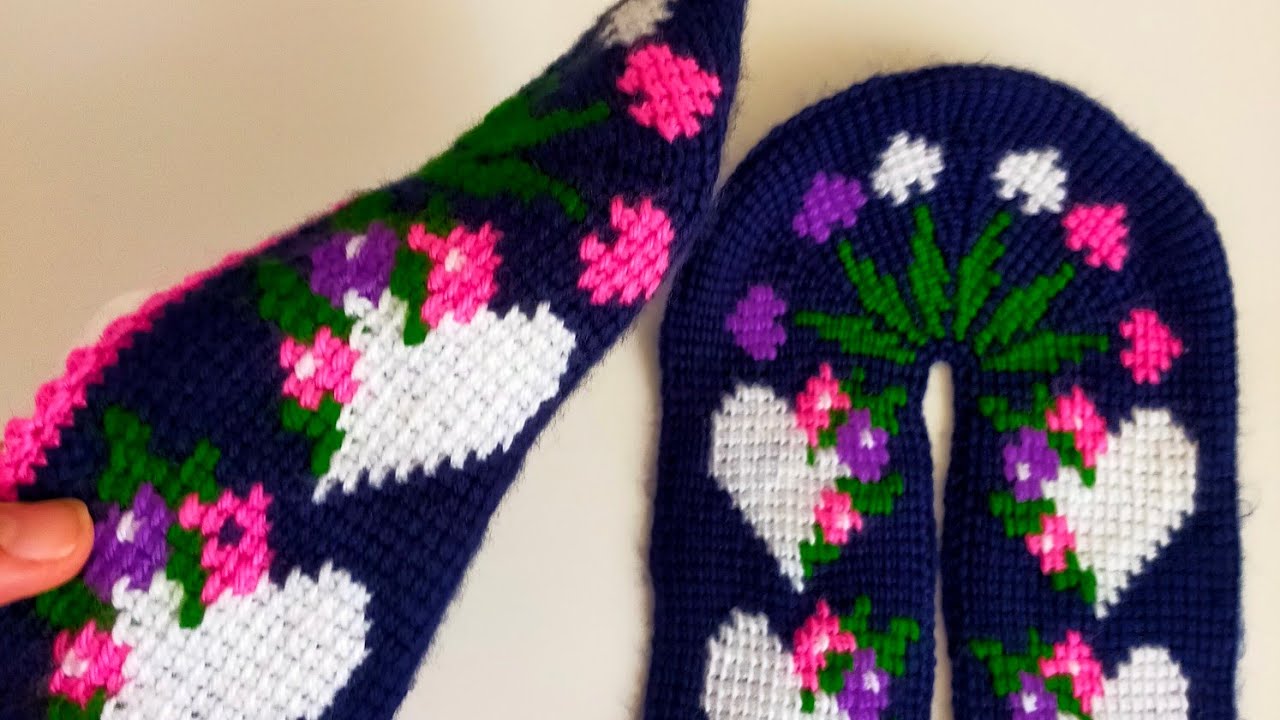 (1.video) Kalpli Tunus patik yapımı 🧶#patikmodelleri #knitting #tunusişipatikmodelleri #patik