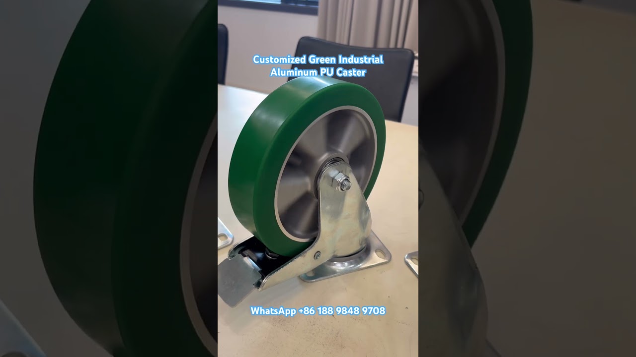 Customized Green Industrial Aluminum PU Caster #castor #caster #casterwheel #ruedas #wheel