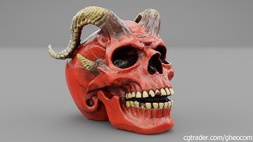 Demon Skull with Horns