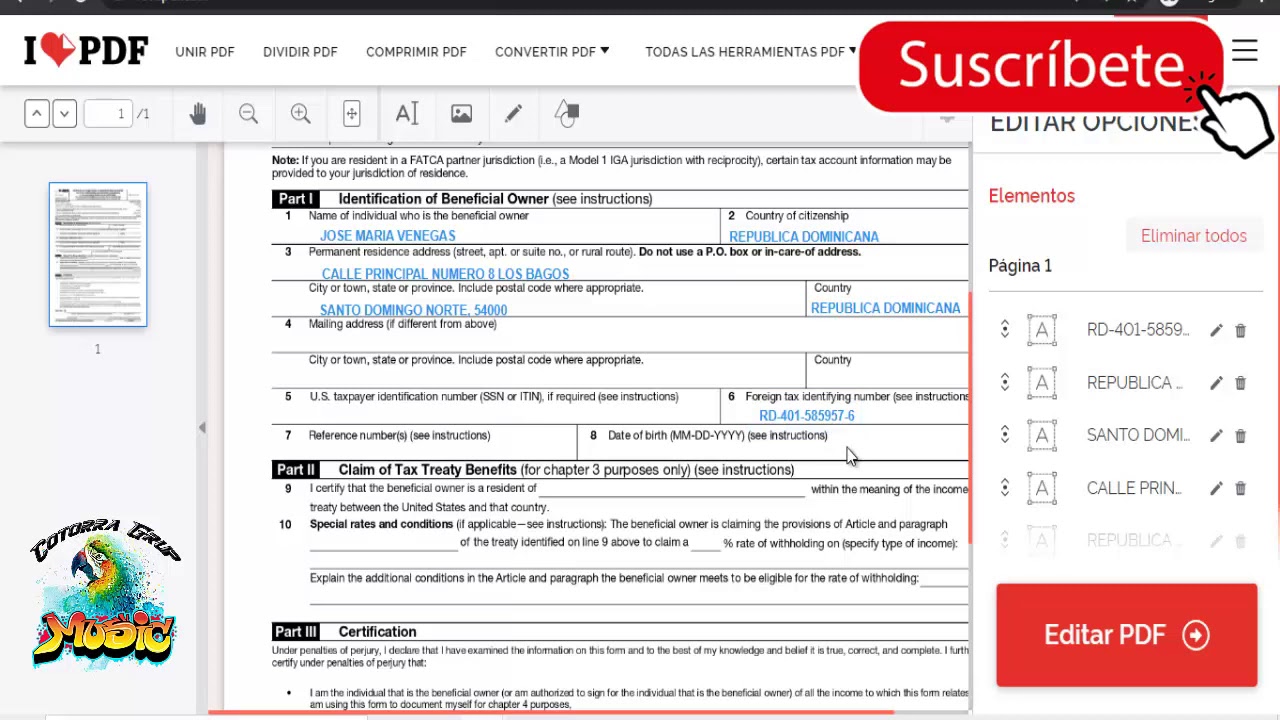 ✍️ Cómo Rellenar El Formulario W-8 BEN Correctamente ✍️ 2021 ✍️