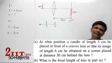 Lens Exercise 5C Q1 At what position a candle of length 3 cm be placed in front of a c