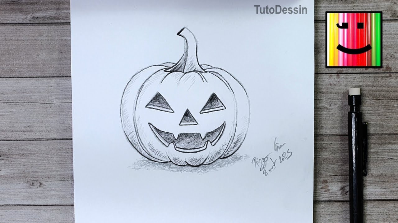 Comment dessiner une citrouille pour Halloween au crayon de papier | Tutoriel pas à pas
