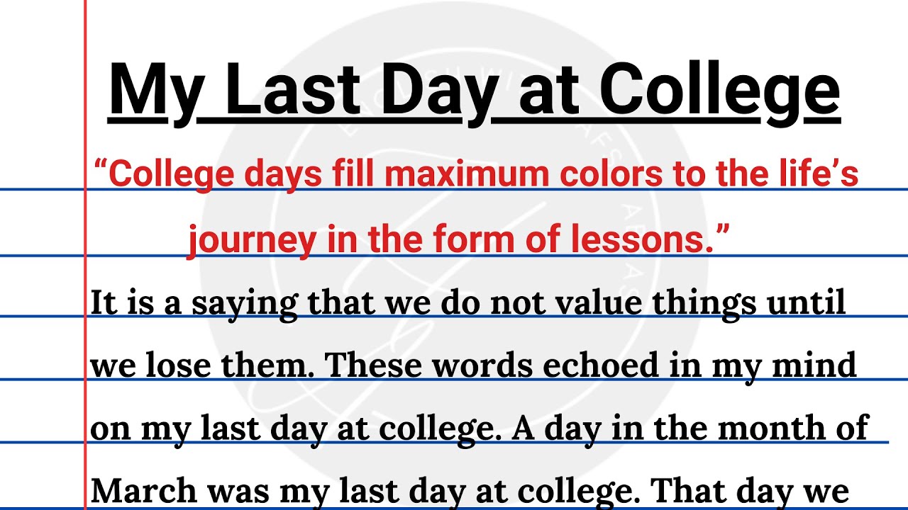 My Last Day At College Essay In English With Quotations YouTube My last day at college essay in english with quotations youtube