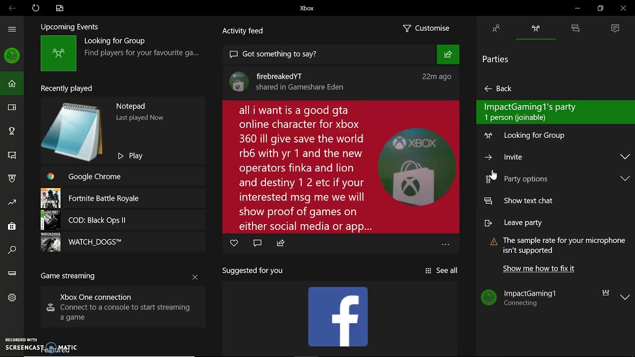 Xbox App Party Chat Echo