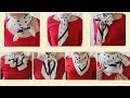 ♥水玉模様の【スカーフの巻き方】赤のアウターと一緒に１８アレンジ！18 ways to wear a polka dot scarf