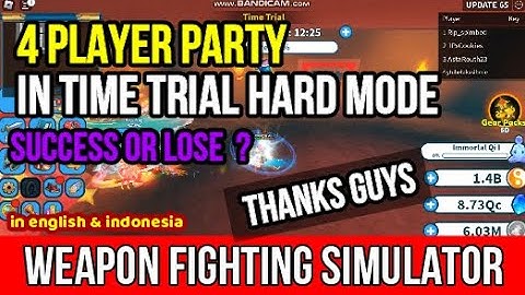 4 Player Party in TIME TRIAL HARD MODE IN WEAPON FIGHTING SIMULATOR ROBLOX