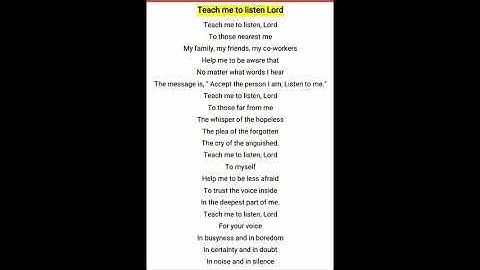 Class 12th Chapter 1 Teach me to listen Lord