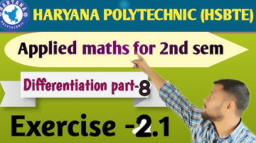 Haryana polytechnic 2nd semester Applied math-2 Differentiation p-8 Ex-2.1//  hsbte 2nd sem maths