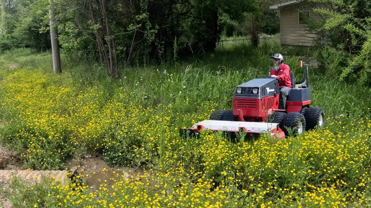 Mowing the SMALLEST Overgrown Lawn Ever with the MOST Extreme Mower Ever!  In REAL TIME.