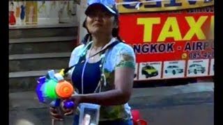Songkran (water festival) celebration outside my hotel - exit at your own risk