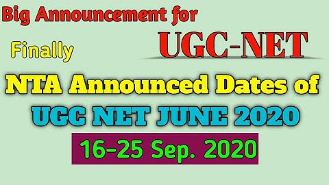 New Notice||UGC NET Exam Dates Declared|| NTA UGC NET June 2020||