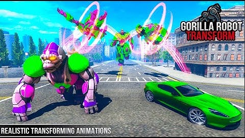 Gorilla Attack City  Robot Car Transform War: Space Robot Games _ Android Gameplay