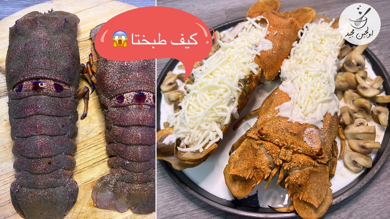 استكوزا 😱من الالف للياء طريقة تنظيفها وطبخها وتقديمها مثل المطاعم| lobster recipe | اولجين مجيد