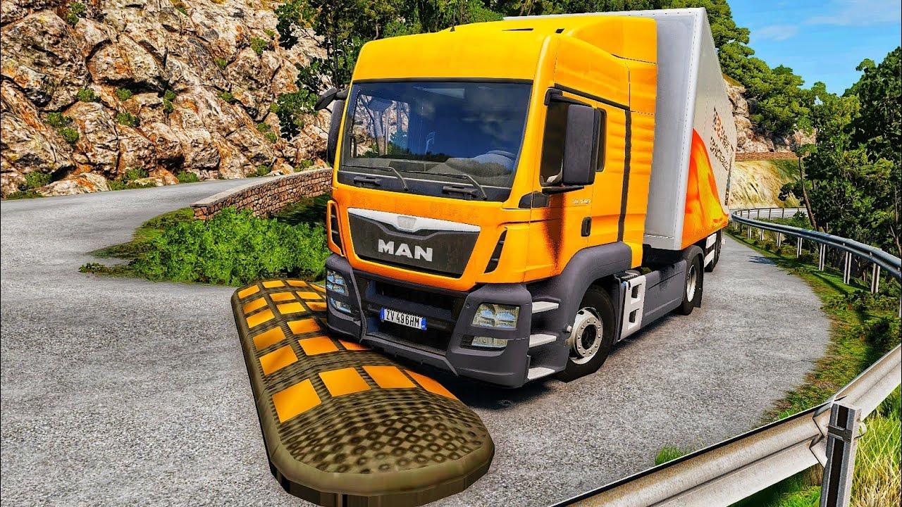 Trucks Cars vs SpeedBumps | BeamNG.drive