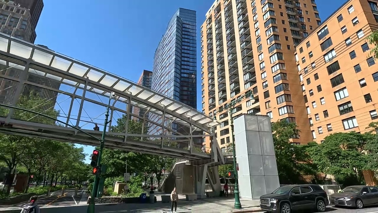 Walking on the West street in New York City USA