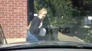 Scared Grandma Throws Milk After Car Honk - Vine