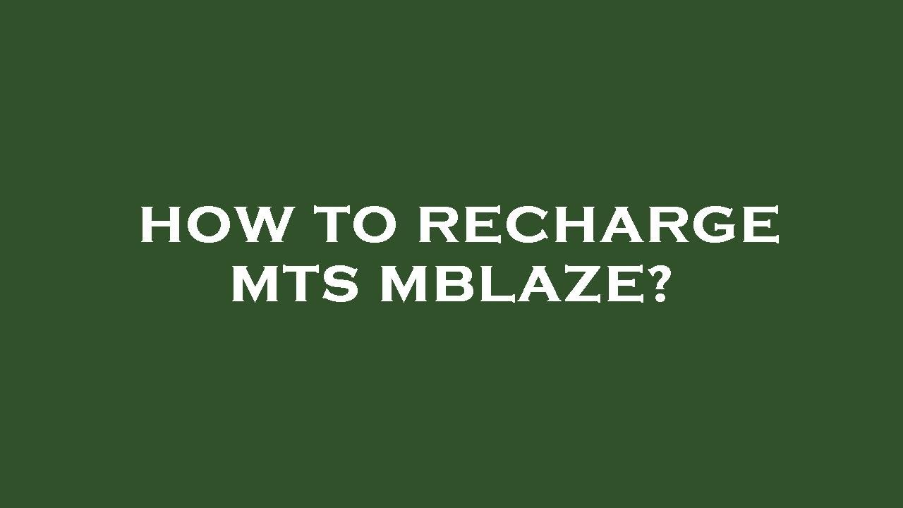How to recharge mts mblaze? - YouTube