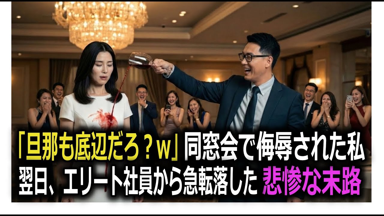「旦那も底辺だろ?」同窓会で昔いじめてた女性を侮辱したエリート社員。彼女「明日確認してください」男「は?」