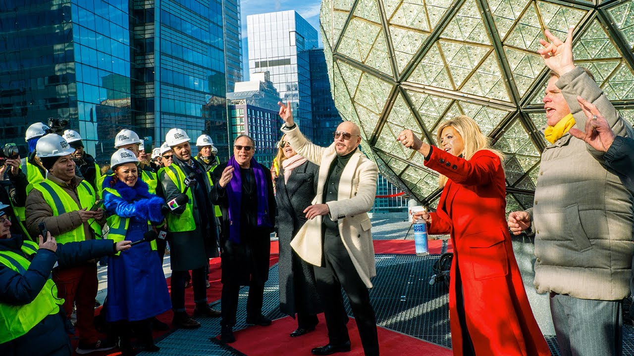 Pitbull Installs Last Crystal Triangle on the Times Square Ball!