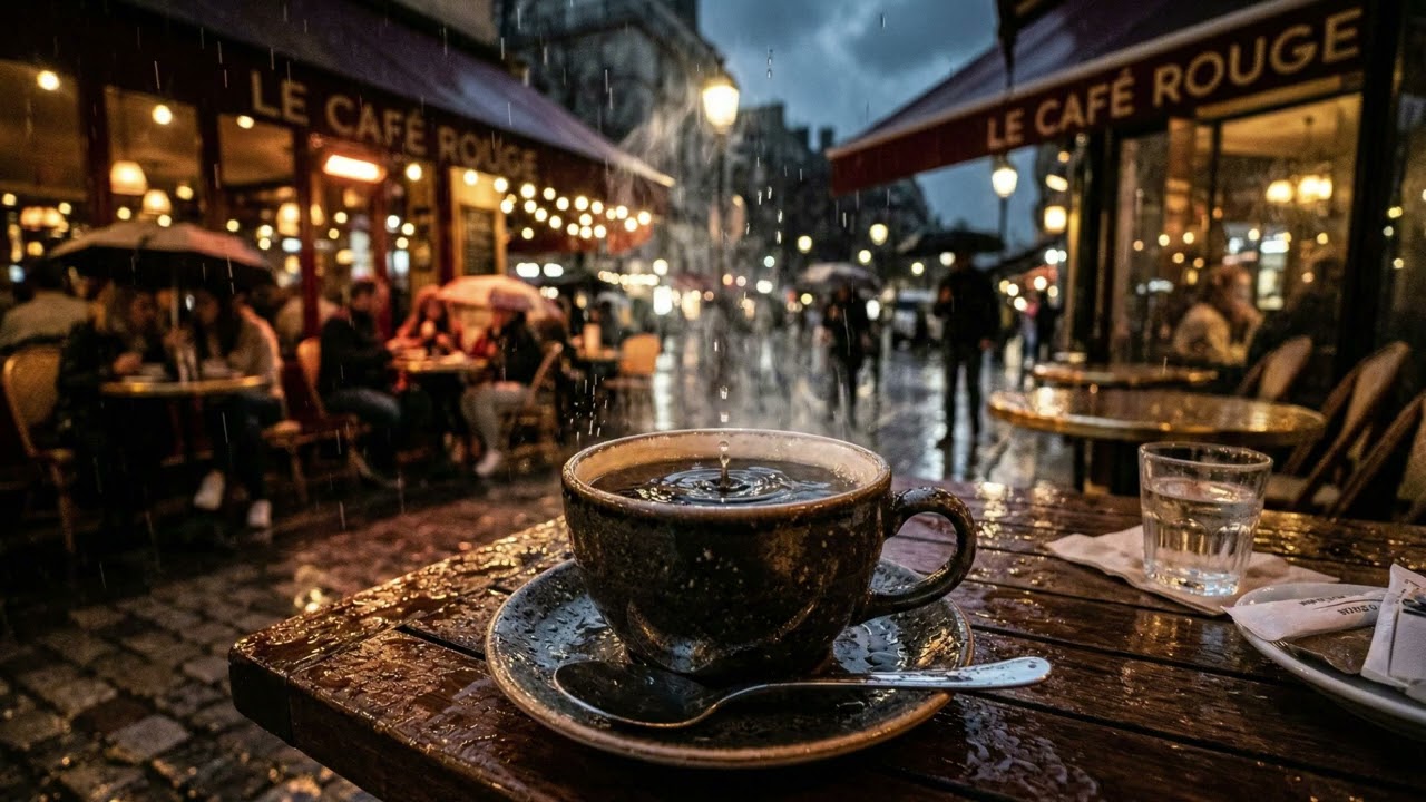 [♪] 비오는 날 카페 분위기 [ 커피잔 위에 빗방울 ]
