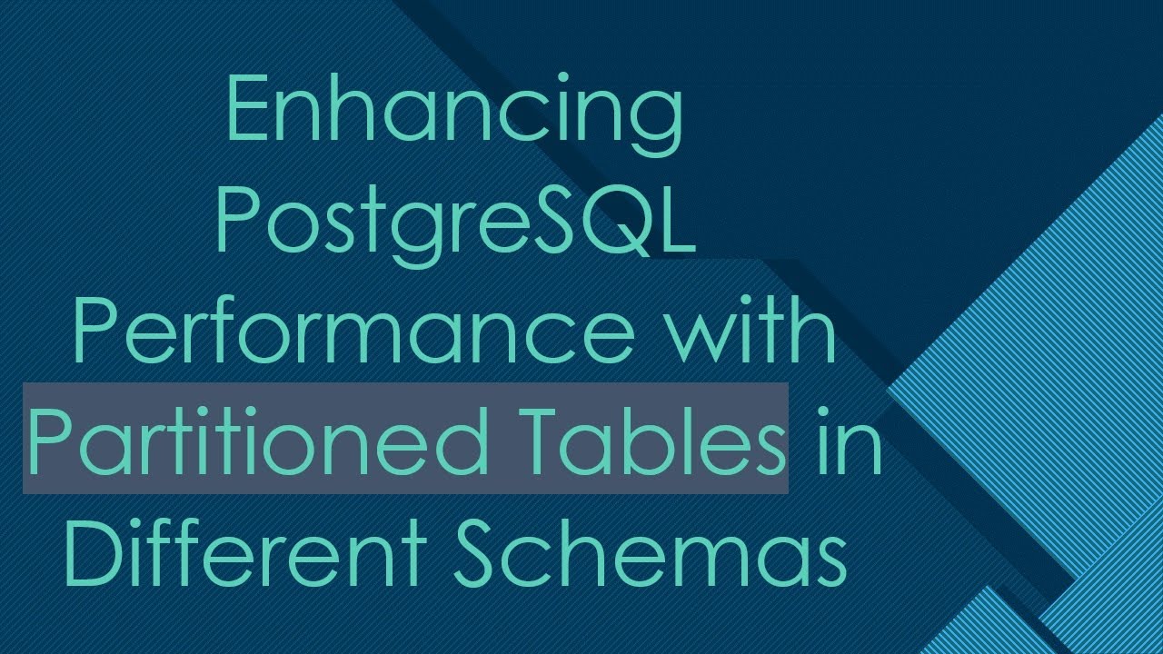 Enhancing PostgreSQL Performance with Partitioned Tables in Different ...